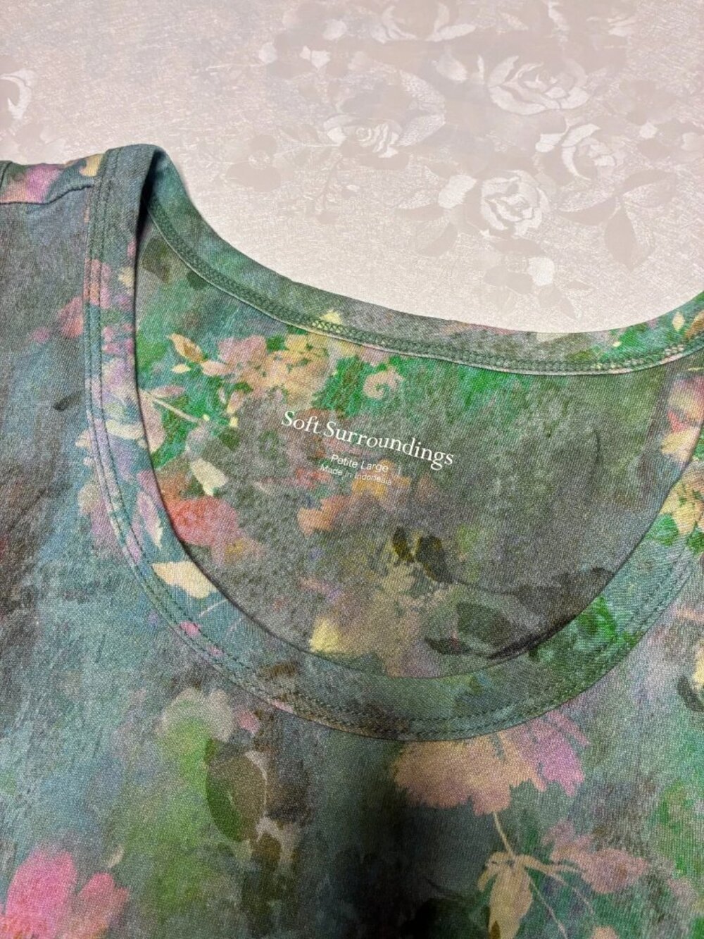 Soft Surroundings Dress Large Petite Multicolor Watercolor Floral Tank Maxi - Picture 2 of 6